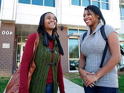 Students talking on campus